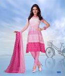 Printed Pink Cycle Pure Cotton Dress Material