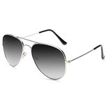 Silver Kartz Aviator Unisex Sunglasses (WY110|40|Grey)