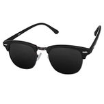 Silver Kartz Gun-Metal Clubmaster Wayfarer Unisex Sunglasses (wy032|40|Black)