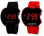 M-Mart Black & Red LED Digital Dial Apple Shape Kids Watch Pack of 2