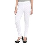 Softwear Womens Flower Print Burn Out Leggings (SWBOL-1000N-FLWR-WHITE-S)
