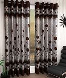 Fresh From Loom Designer Eyelet Polyester Door Curtain Set, 7ft, Brown