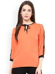 RARE Coral Orange Crepe Top