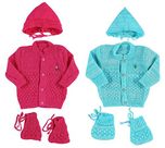 Montu Bunty Wear New Born Baby Woollen Knitted Baby Set (3Pcs Suit) (Pack of 2)