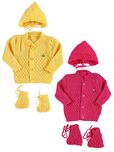 Montu Bunty Wear New Born Baby Woollen Knitted Baby Set (3Pcs Suit) (Pack of 2)