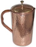 Prisha India Craft Pure Copper Jug Handmade Utensils for Ayurveda Healing Water Pitcher