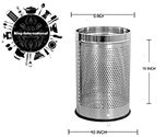 King International 100% Stainless Steel Perforated Open Dustbin 11 litre (10' X 15')