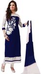 Knp Enterprise Georgette Embroidered Semi-stitched Salwar Suit Dupatta Material