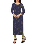 ZIYAA blue crepe straight kurta