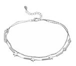 Charms Sterling Silver Stars Beaded Anklet for Women & Girls