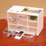 Compact Multipurpose Plastic Storage Container Box with 9 Drawers for Storing Various Items (White)