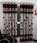 Homefab India Panel Rose Floral 2 Piece Polyester Door Curtain Set - 7ft, Brown