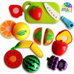 Smiles Creation Realistic Sliceable Fruits Cutting Play Toy Set with Velcro for Kids