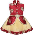 Cute Fashion Kids Girls Baby Princess Satin and Soft Net Party Wear Frock Dresses Clothes for 3 Months to 8 Years (Maroon, 12-18 Months)