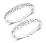 MJ 925 Stunning CZ Toe Rings (Leg Finger Rings) in 92.5 Sterling Silver for Women and Girls