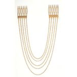 Crunchy Fashion Golden Alloy Multichain Hair Chain For Women