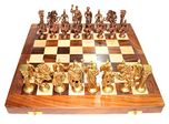 Prop It Up Vintage (14 InchX14 Inch) Wooden Chess Board With Brass Roman Piece