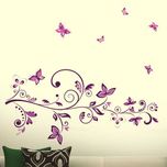 Happy walls Light purple Flower Vines & Butterflies(100 cm X cm 120, Multicolor)