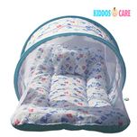 KiddosCare Toddler Mattress with Mosquito Net for Baby (Blue)