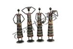 IRON TRIBAL DOLL SET OF 4 TEALIGHT CANDLE HOLDER ANTIQUE RAJASTHANI PINK CITY METAL TRADITIONAL HANDMADE HANDICRAFT DECORATIVE GIFT ITEM HOME DECOR T LIGHT SHOWPIECE
