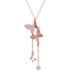 Yellow Chimes 18K Rose Gold Plated Butterfly Dual Charm Pendant for Girls and Women