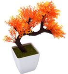 Hyperbole Bonsai Artificial Plant  with Pot(25 cm, Orange)
