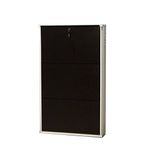 Paffytm Powder Coated 3 Door Steel Shoe Rack - White & Brown