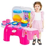 Toys Bhoomi 2 In 1 Carry-On Kitchen Play Set Chair With Lights & Sounds For Your Little Princess - Multi Color