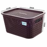 Kurtzy Kitchen Plastic Rattan Storage Box Organizer With Lid 3 Set