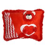 Ultra Red Teddy Soft Love Cushion Pillow, Red