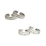 Frabjous Pretty Pair of 2 Plain Adjustable German Silver Toe Ring for Women Eid Special Gift