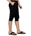 Clifton Black Cotton Lycra Capris