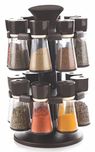 Floraware Plastic Revolving Spice Rack Set, 120ml, Set of 16, Brown