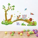 Oren Empower Jungle Animals Wall Stickers For Kids (Finished Size On Wall - 120(W) X 90(H) Cm)