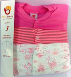 Minni Berry Long Sleeve Cotton Sleep Suit Romper Set of 3 For Girls (0-3M)