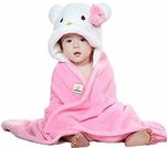 Brandonn Premium Hooded Baby Blanket for Babies, Pink/White