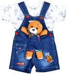 Kuchipoo Baby Dungaree Kids Dungaree Set (KUC-DUN-123, Blue & orange, 0.6-1 Years)
