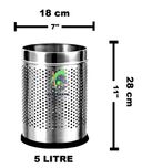 Parasnath Stainless Steel Perforated Dustbin (7'x11'-6 Litre)