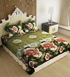 Home Candy Elegant Floral 3-D Reactive Print Double Bedsheet with 2 Pillow Covers - Multicolor (SRB-BST-301)