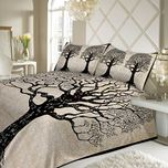 JR Print Oxy Life Tree Double Bedsheet King Size Jaipuri Rajashani 100% Cotton Multicolor - Black,Double