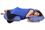 MomToBe C Shape Maternity Pillow With 100% Cotton Cover And Zippered Cover - Blue