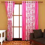 Super India Floral Polyester Window Curtain - 5ft, Pink
