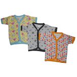 NammaBaby Cotton Front Open Half Sleeves vest- Tshirt -Multi PRINT Set Of 3 (3-6 months)