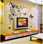 Happy walls Artistic Floral Vines & Butterflies(105 cm X cm 98, Multicolor)
