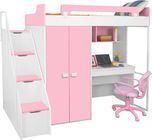 Alex Daisy Boston Engineered Wood Loft Bed(Finish Color - Pink & White)