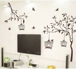 Happy walls Tree Branch With Birds & Bird House TV Decor(110 cm X cm 140, Multicolor)