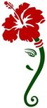 Happy walls Modern Art Ganesha In Red Hibiscus Flower(60 cm X cm 38, Multicolor)