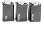 Gaarv Square Canisters  - 1360 ml Steel Tea Coffee & Sugar Container(Pack of 3, Silver)