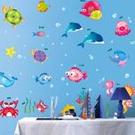 Happy walls Under The Sea/Ocean Dolphin(100 cm X cm 115, Multicolor)