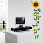 Happy walls Golden Yellow Sunflowers On Slender Vine With Butterfly(120 cm X cm 60, Multicolor)